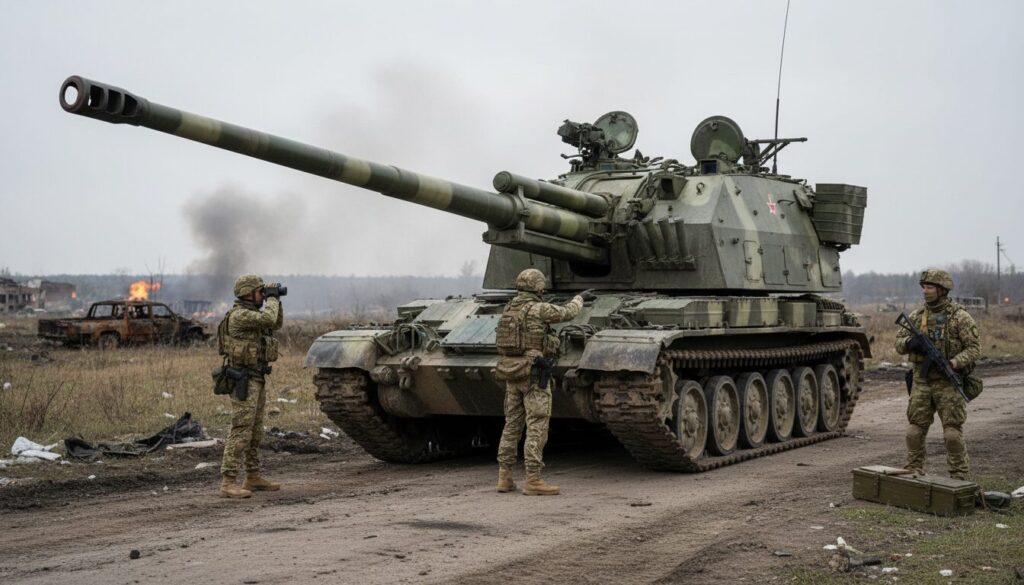 découvrez la capture spectaculaire du redoutable canon russe 2s5 giatsint-s, utilisé lors des attaques contre moscou, dans le cadre du conflit en ukraine.