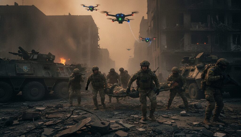 découvrez les évacuations héroïques de soldats près de zaporijjia en ukraine, confrontés aux attaques implacables de drones, et plongez au cœur d'une guerre intense et moderne.