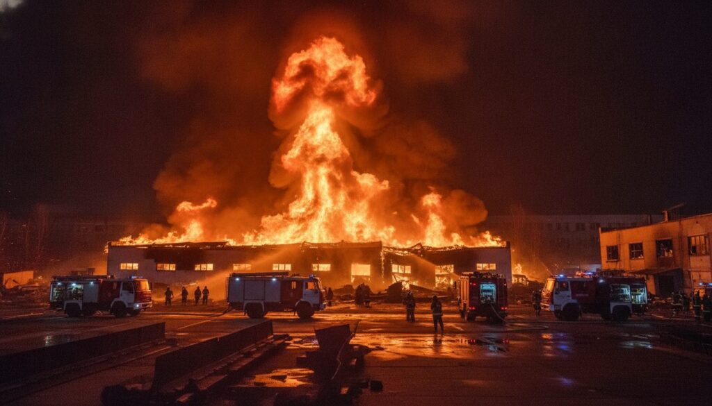 regardez cette vidéo impressionnante montrant un incendie colossal à soumy, déclenché par une attaque de drone russe en ukraine.