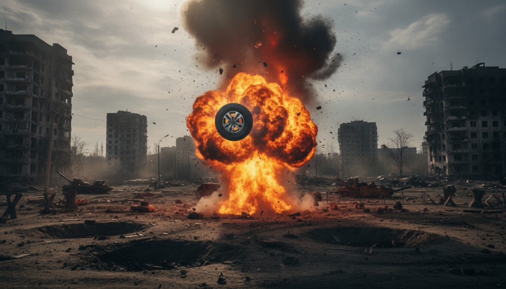 vidéo. guerre en ukraine : un drone provoque une explosion d'une puissance spectaculaire, réduisant un véhicule à une seule roue.